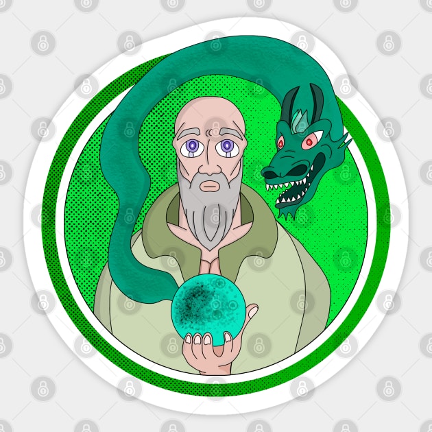 The Monk and the Dragon Sticker by DiegoCarvalho